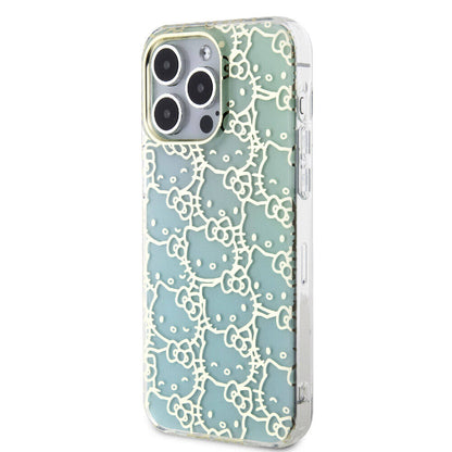 iPhone 15 Pro Max Kılıf Hello Kitty Orijinal Lisanslı Renk Geçişli Elektroplating Kaplama Kitty Head Desenli Kılıf