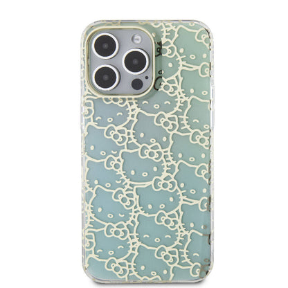 iPhone 15 Pro Max Kılıf Hello Kitty Orijinal Lisanslı Renk Geçişli Elektroplating Kaplama Kitty Head Desenli Kılıf