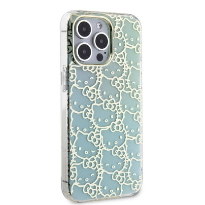 iPhone 15 Pro Max Kılıf Hello Kitty Orijinal Lisanslı Renk Geçişli Elektroplating Kaplama Kitty Head Desenli Kılıf