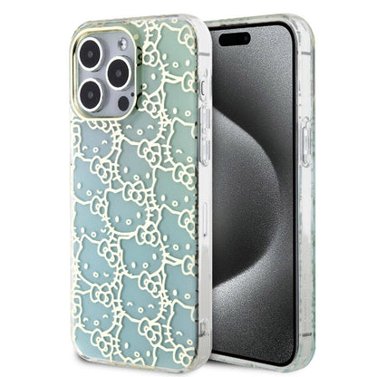 iPhone 15 Pro Max Kılıf Hello Kitty Orijinal Lisanslı Renk Geçişli Elektroplating Kaplama Kitty Head Desenli Kılıf