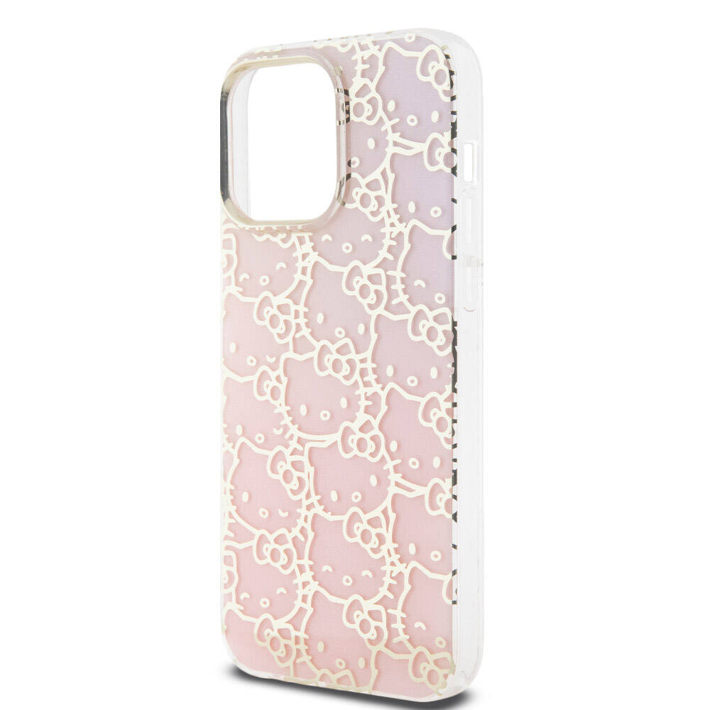 iPhone 15 Pro Max Kılıf Hello Kitty Orijinal Lisanslı Renk Geçişli Elektroplating Kaplama Kitty Head Desenli Kılıf