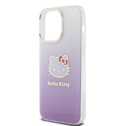 iPhone 15 Pro Max Kılıf Hello Kitty Orijinal Lisanslı Yazı ve İkonik Logolu Elektroplating Kaplama Gradyan Kılıf
