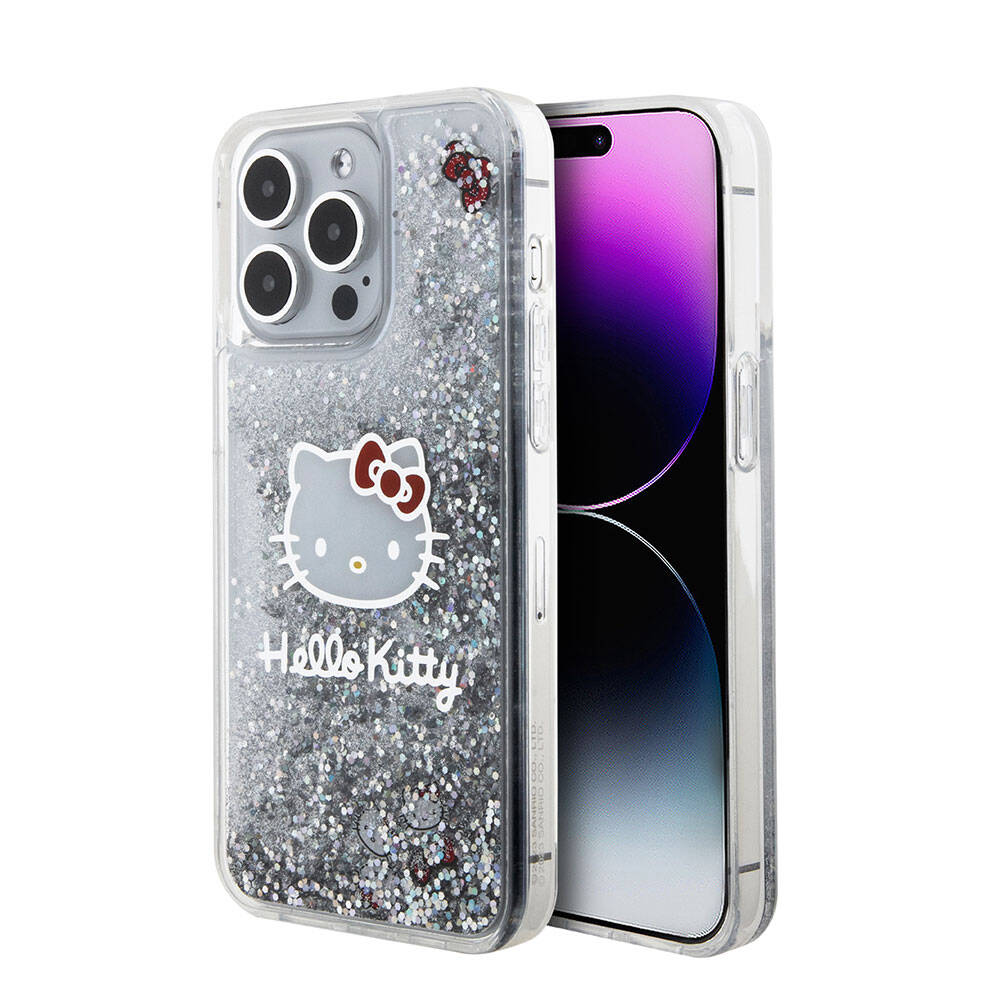 iPhone 15 Pro Max Kılıf Hello Kitty orijinal Lisanslı İkonik Sıvılı Glitter Kılıf