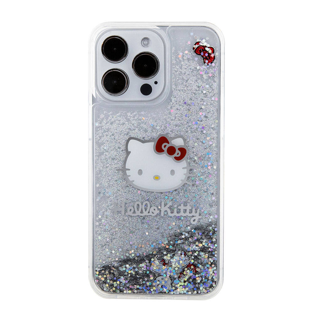 iPhone 15 Pro Max Kılıf Hello Kitty orijinal Lisanslı İkonik Sıvılı Glitter Kılıf