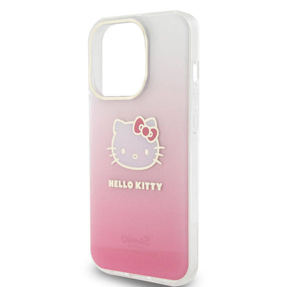 iPhone 15 Pro Max Kılıf Hello Kitty orijinal Lisanslı Yazı ve İkonik Logolu Elektroplating Kaplama Gradyan Kılıf