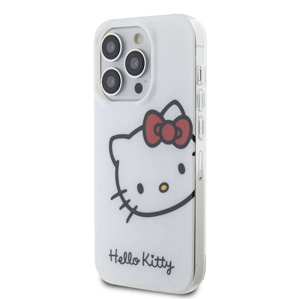 iPhone 15 Pro Max Kılıf Hello Kitty orijinal Lisanslı Yazı ve İkonik Logolu Kitty Head Kılıf