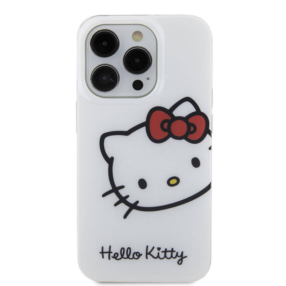 iPhone 15 Pro Max Kılıf Hello Kitty orijinal Lisanslı Yazı ve İkonik Logolu Kitty Head Kılıf
