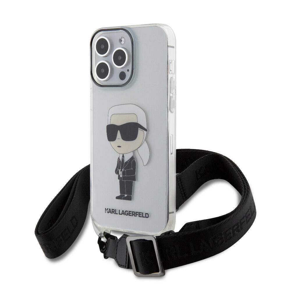 iPhone 15 Pro Max Kılıf Karl Lagerfeld Orijinal Lisanslı Boyun Askılı Karl İkonik Crossbody Kılıf