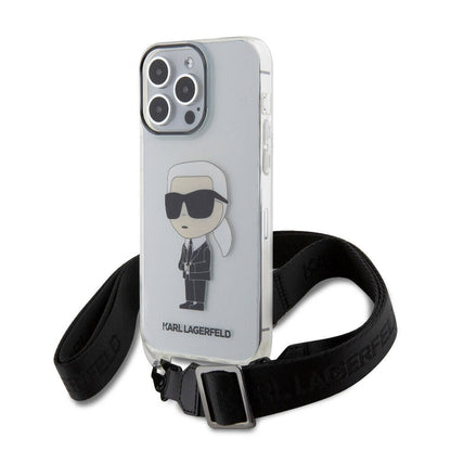 iPhone 15 Pro Max Kılıf Karl Lagerfeld Orijinal Lisanslı Boyun Askılı Karl İkonik Crossbody Kılıf