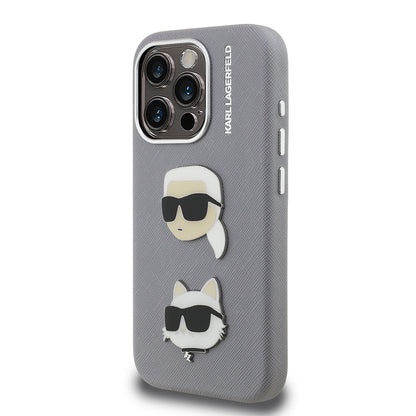 iPhone 15 Pro Max Kılıf Karl Lagerfeld Orijinal Lisanslı K&C Heads Pin Kılıf