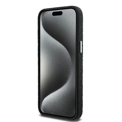 iPhone 15 Pro Max Kılıf Karl Lagerfeld Orijinal Lisanslı PU Deri Damgalı Metal Yazı Logolu Kılıf