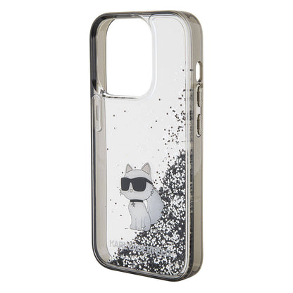 iPhone 15 Pro Max Kılıf Karl Lagerfeld Choupette Sıvılı Glitter Orijinal Lisanslı Kılıf