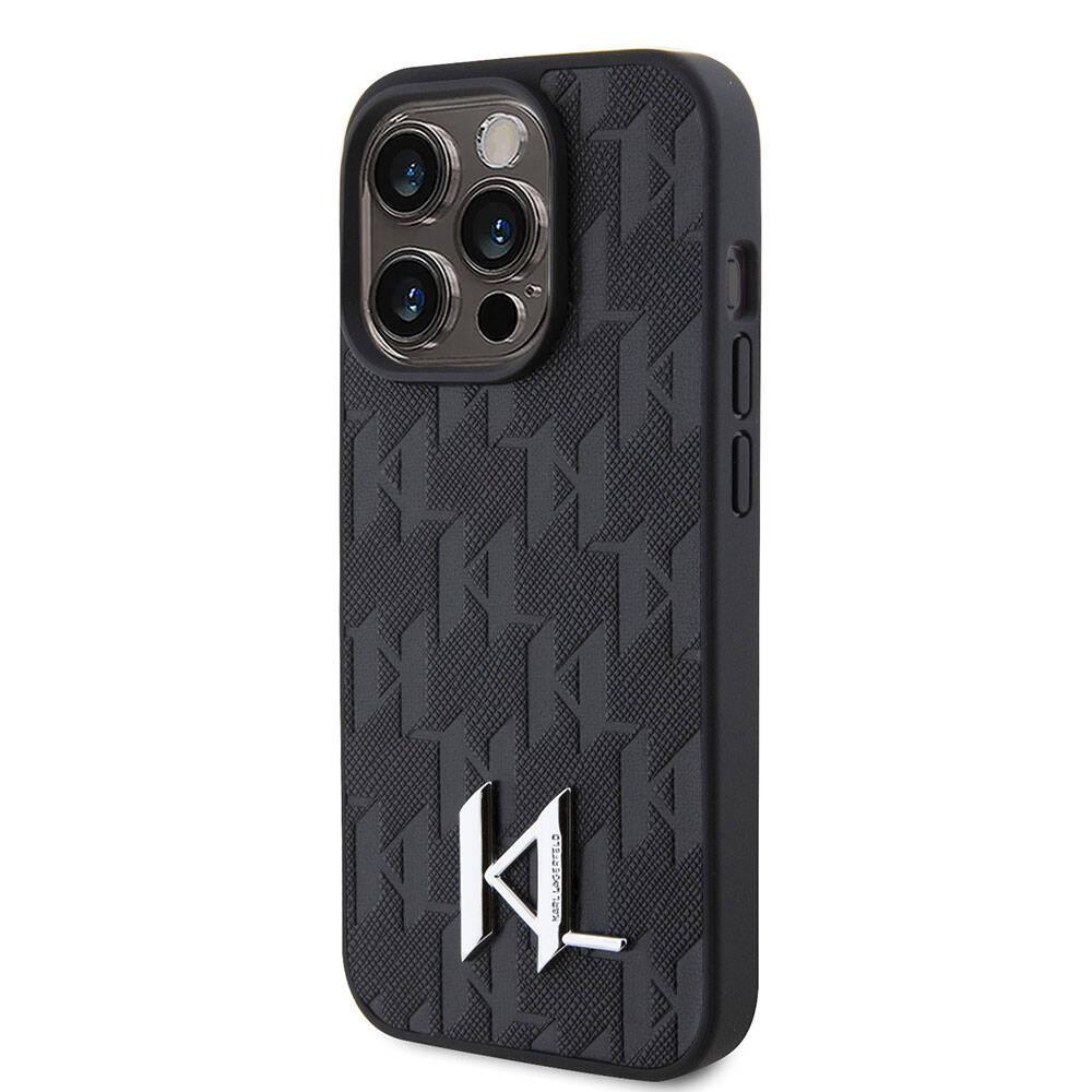 iPhone 15 Pro Max Kılıf Karl Lagerfeld Hot Stamp K&L Metal Logo orijinal Lisanslı Kılıf