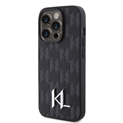 iPhone 15 Pro Max Kılıf Karl Lagerfeld Hot Stamp K&L Metal Logo orijinal Lisanslı Kılıf