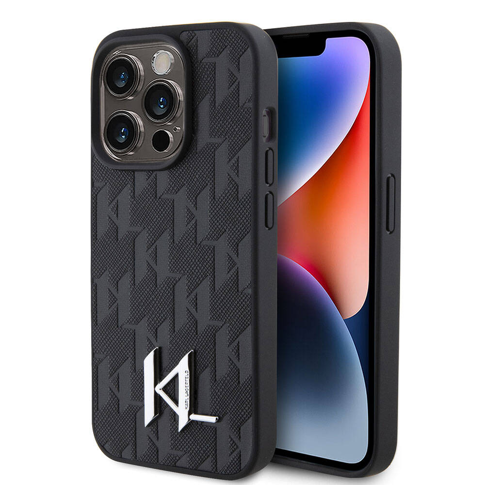 iPhone 15 Pro Max Kılıf Karl Lagerfeld Hot Stamp K&L Metal Logo orijinal Lisanslı Kılıf