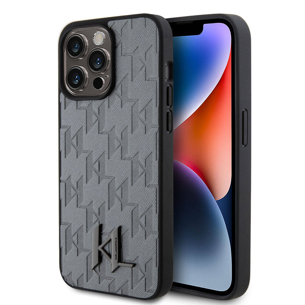 iPhone 15 Pro Max Kılıf Karl Lagerfeld Hot Stamp K&L Metal Logo orijinal Lisanslı Kılıf