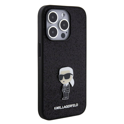iPhone 15 Pro Max Kılıf Karl Lagerfeld İkonik Fixed Glitter Metal Logo orijinal Lisanslı Kılıf