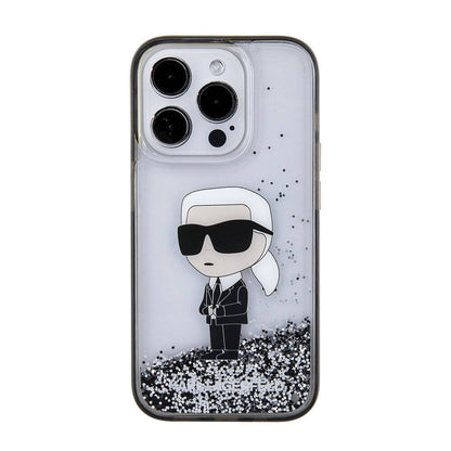 iPhone 15 Pro Max Kılıf Karl Lagerfeld İkonik Sıvılı Glitter Orijinal Lisanslı Kılıf