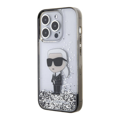 iPhone 15 Pro Max Kılıf Karl Lagerfeld İkonik Sıvılı Glitter Orijinal Lisanslı Kılıf