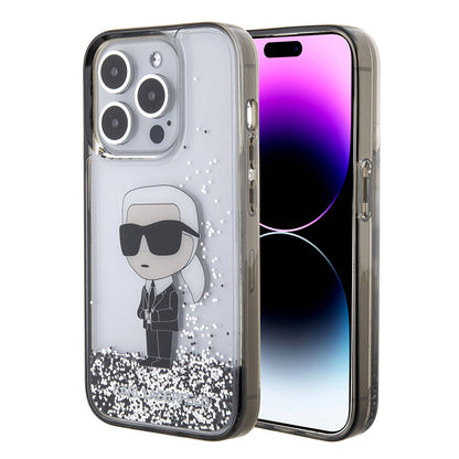 iPhone 15 Pro Max Kılıf Karl Lagerfeld İkonik Sıvılı Glitter orijinal Lisanslı Kılıf