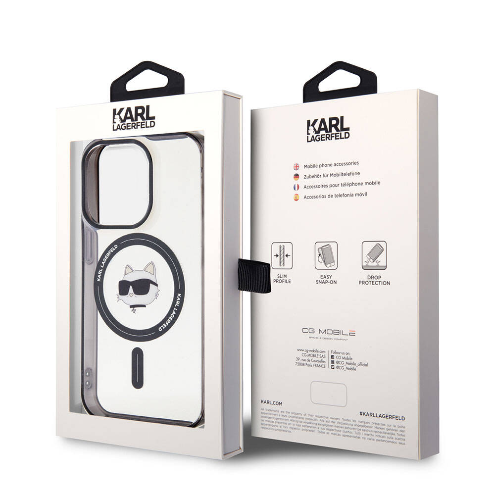 iPhone 15 Pro Max Kılıf Karl Lagerfeld M-safe Şarj Özellikli IML Choupette Orijinal Lisanslı Kılıf