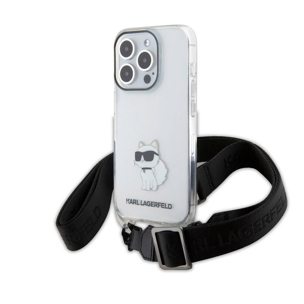 iPhone 15 Pro Max Kılıf Karl Lagerfeld orijinal Lisanslı Boyun Askılı Choupette İkonik Crossbody Kılıf
