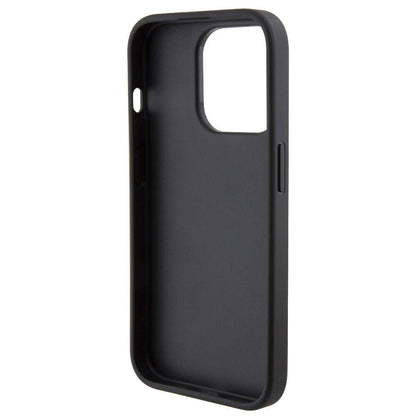 iPhone 15 Pro Max Kılıf Karl Lagerfeld orijinal Lisanslı Metal Yazı Logolu Dikişli Logo Arka Yüzey Kapitone Kılıf