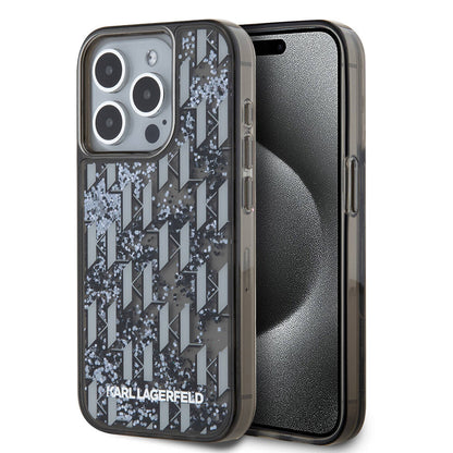 iPhone 15 Pro Max Kılıf Karl Lagerfeld orijinal Lisanslı Simli KL Yazılı Monogram Gradıent Kılıf