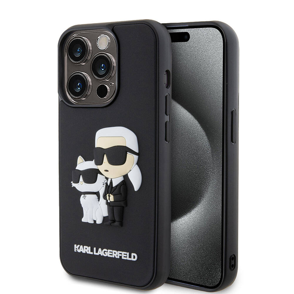 iPhone 15 Pro Max Kılıf Karl Lagerfeld Silikon 3D K&C Logo orijinal Lisanslı Kılıf