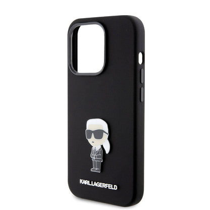 iPhone 15 Pro Max Kılıf Karl Lagerfeld Silikon İkonik Metal Logo orijinal Lisanslı Kılıf