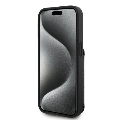 iPhone 15 Pro Max Kılıf Karl Lagerfeld Standlı Kartlıklı Saffiano K&C Metal Logo orijinal Lisanslı Kılıf