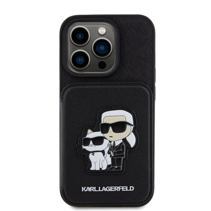 iPhone 15 Pro Max Kılıf Karl Lagerfeld Standlı Kartlıklı Saffiano K&C Metal Logo orijinal Lisanslı Kılıf