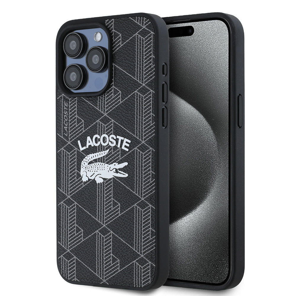 iPhone 15 Pro Max Kılıf Lacoste Orijinal Lisanslı M-safe Şarj Özellikli Mono Vintage Logo Kılıf