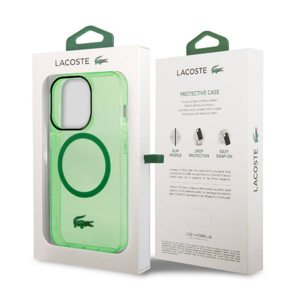 iPhone 15 Pro Max Kılıf Lacoste Orijinal Lisanslı M-safe Şarj Özellikli Transparan Timsah Logo Baskılı Kılıf