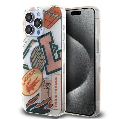 iPhone 15 Pro Max Kılıf Lacoste orijinal Lisanslı M-safe Şarj Özellikli Çift Katmanlı Yamalar Desenli Kılıf