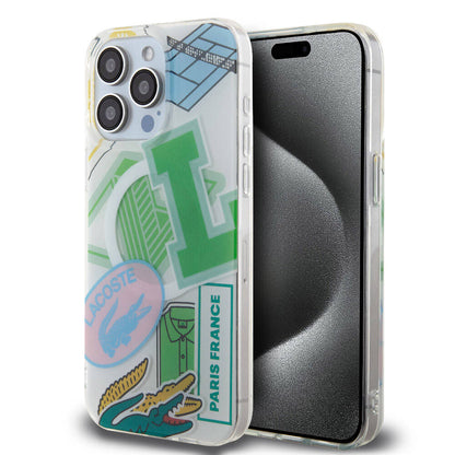 iPhone 15 Pro Max Kılıf Lacoste orijinal Lisanslı M-safe Şarj Özellikli Çift Katmanlı Yamalar Desenli Kılıf
