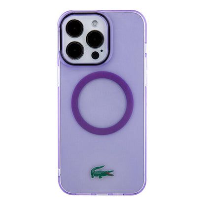 iPhone 15 Pro Max Kılıf Lacoste orijinal Lisanslı M-safe Şarj Özellikli İkonik Timsah Logolu Hard Parme Kılıf