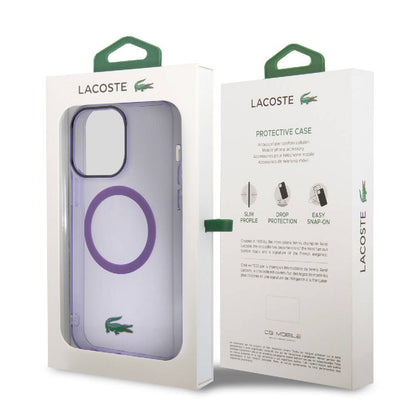 iPhone 15 Pro Max Kılıf Lacoste orijinal Lisanslı M-safe Şarj Özellikli İkonik Timsah Logolu Hard Parme Kılıf