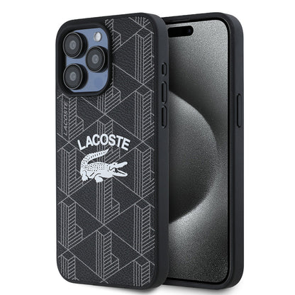 iPhone 15 Pro Max Kılıf Lacoste orijinal Lisanslı M-safe Şarj Özellikli Mono Vintage Logo Kılıf