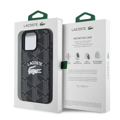 iPhone 15 Pro Max Kılıf Lacoste orijinal Lisanslı M-safe Şarj Özellikli Mono Vintage Logo Kılıf