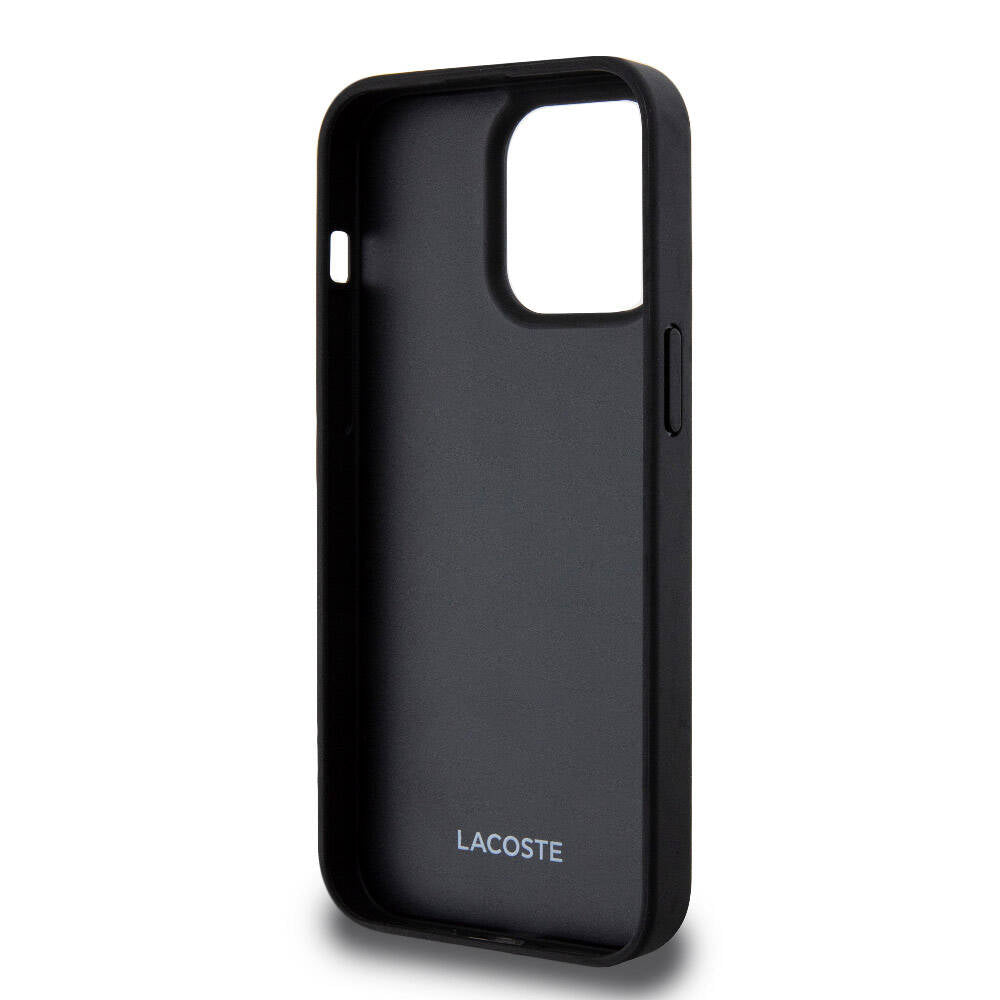 iPhone 15 Pro Max Kılıf Lacoste orijinal Lisanslı M-safe Şarj Özellikli PU Deri Görünümlü Kartlıklı Karışık Monogram Desenli Kılıf