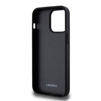 iPhone 15 Pro Max Kılıf Lacoste orijinal Lisanslı M-safe Şarj Özellikli PU Deri Görünümlü Kartlıklı Karışık Monogram Desenli Kılıf