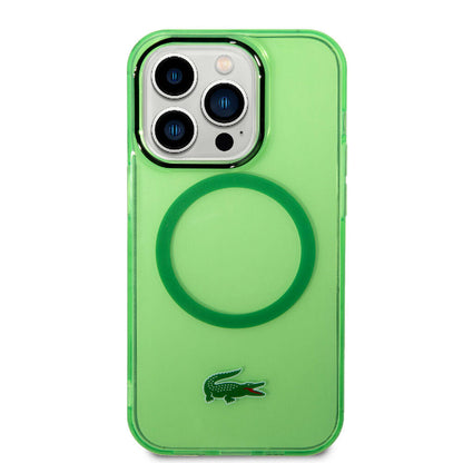 iPhone 15 Pro Max Kılıf Lacoste orijinal Lisanslı M-safe Şarj Özellikli Transparan Timsah Logo Baskılı Kılıf