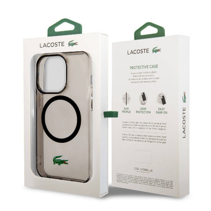 iPhone 15 Pro Max Kılıf Lacoste orijinal Lisanslı M-safe Şarj Özellikli Transparan Timsah Logo Baskılı Kılıf