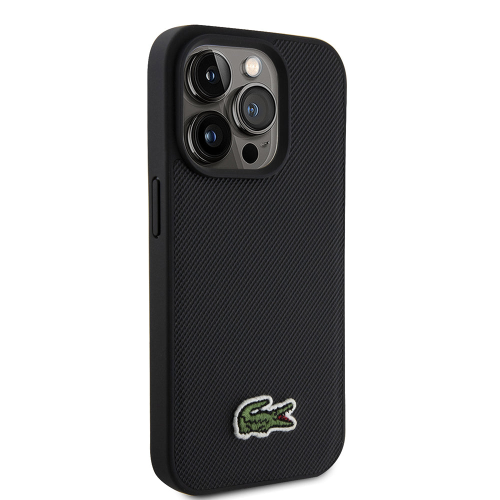 iPhone 15 Pro Max Kılıf Lacoste orijinal Lisanslı PU Pike Desenli Arka Yüzey İkonik Timsah Dokuma Logolu Kılıf + Type-C Kablo 1.5m