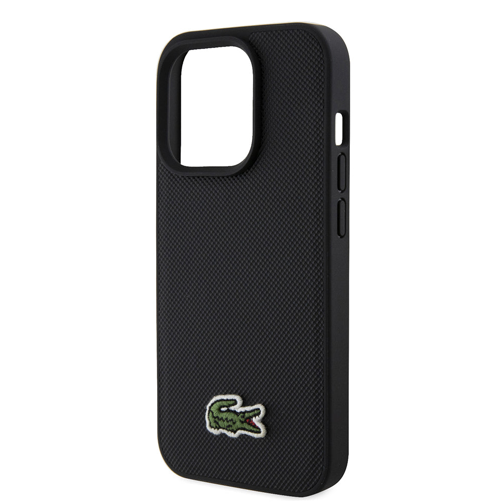 iPhone 15 Pro Max Kılıf Lacoste orijinal Lisanslı PU Pike Desenli Arka Yüzey İkonik Timsah Dokuma Logolu Kılıf + Type-C Kablo 1.5m