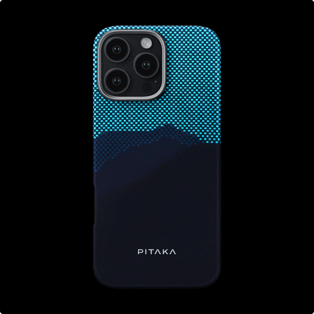 iPhone 15 Pro Max Kılıf M-safe Şarj Özellikli Lumintex Teknolojili Fosforlu Özellikli Aramid Fiber Pitaka Tactile Woven Starpeak Serisi Over The Horizon Kılıf