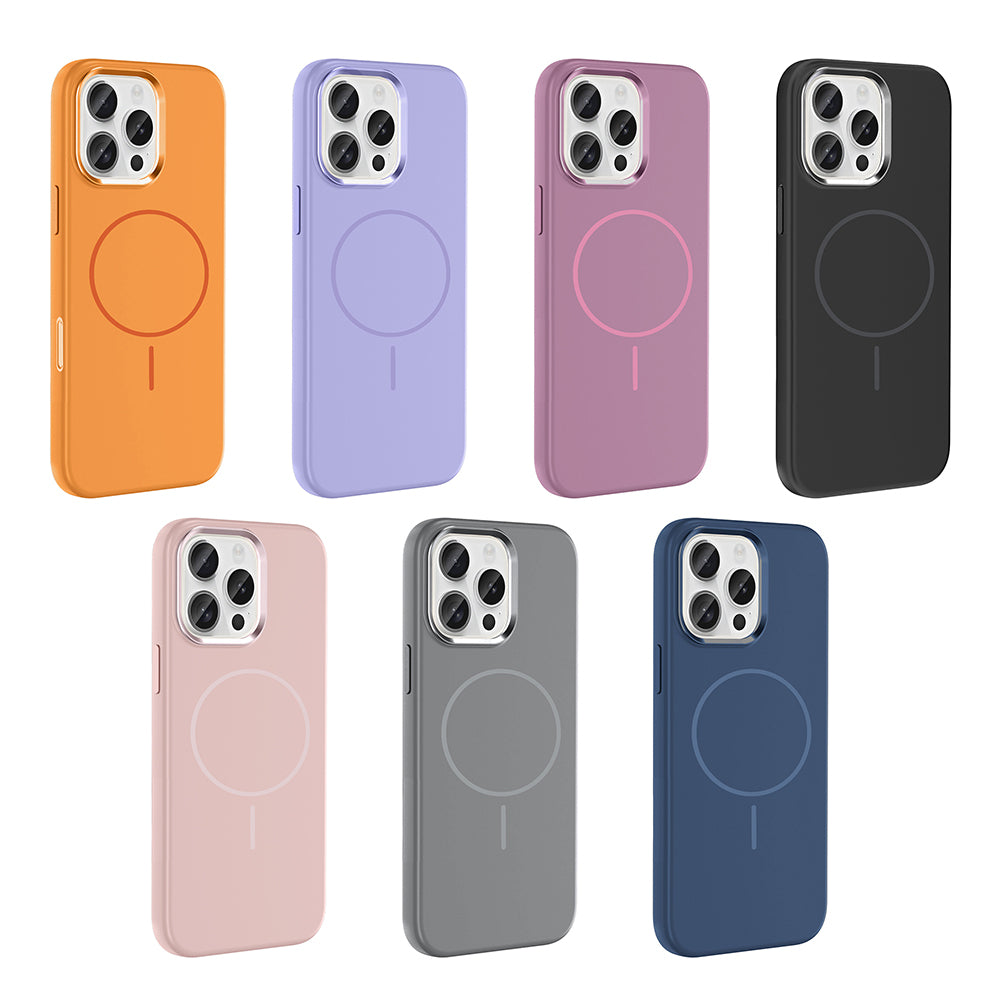 iPhone 15 Pro Max Kılıf M-Safe Şarj Özellikli Metal Kamera Çerçeveli Zore Edi Silikon Kılıf
