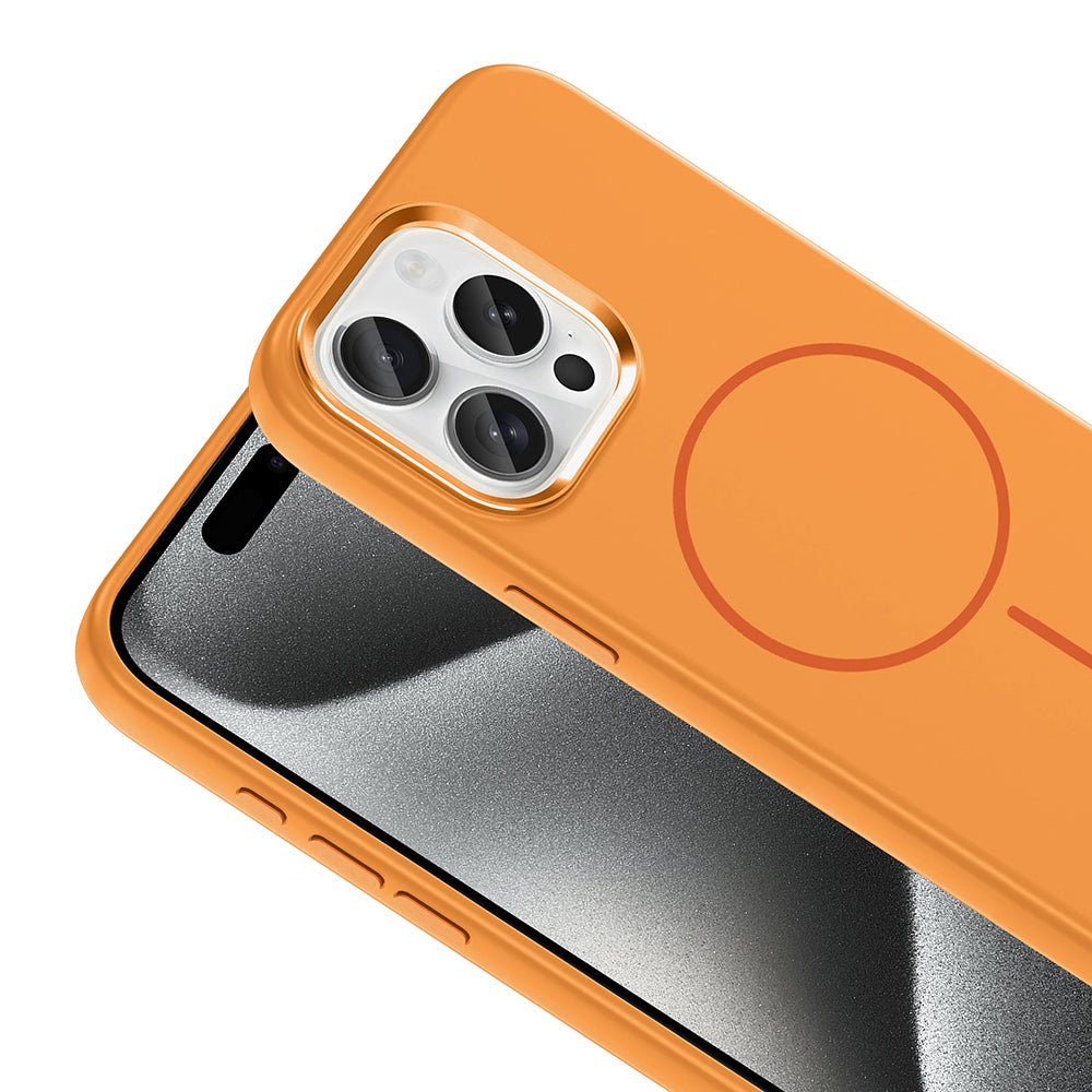 iPhone 15 Pro Max Kılıf M-Safe Şarj Özellikli Metal Kamera Çerçeveli Zore Edi Silikon Kılıf