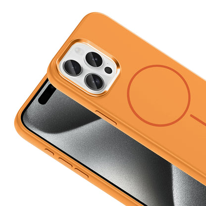 iPhone 15 Pro Max Kılıf M-Safe Şarj Özellikli Metal Kamera Çerçeveli Zore Edi Silikon Kılıf